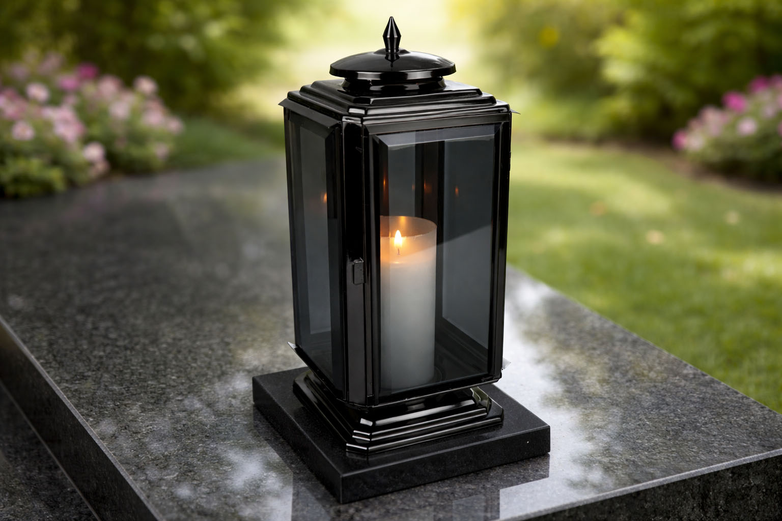 Lampion nagrobny ze stali nierdzewnej LS007 ciemna - obrazek 2