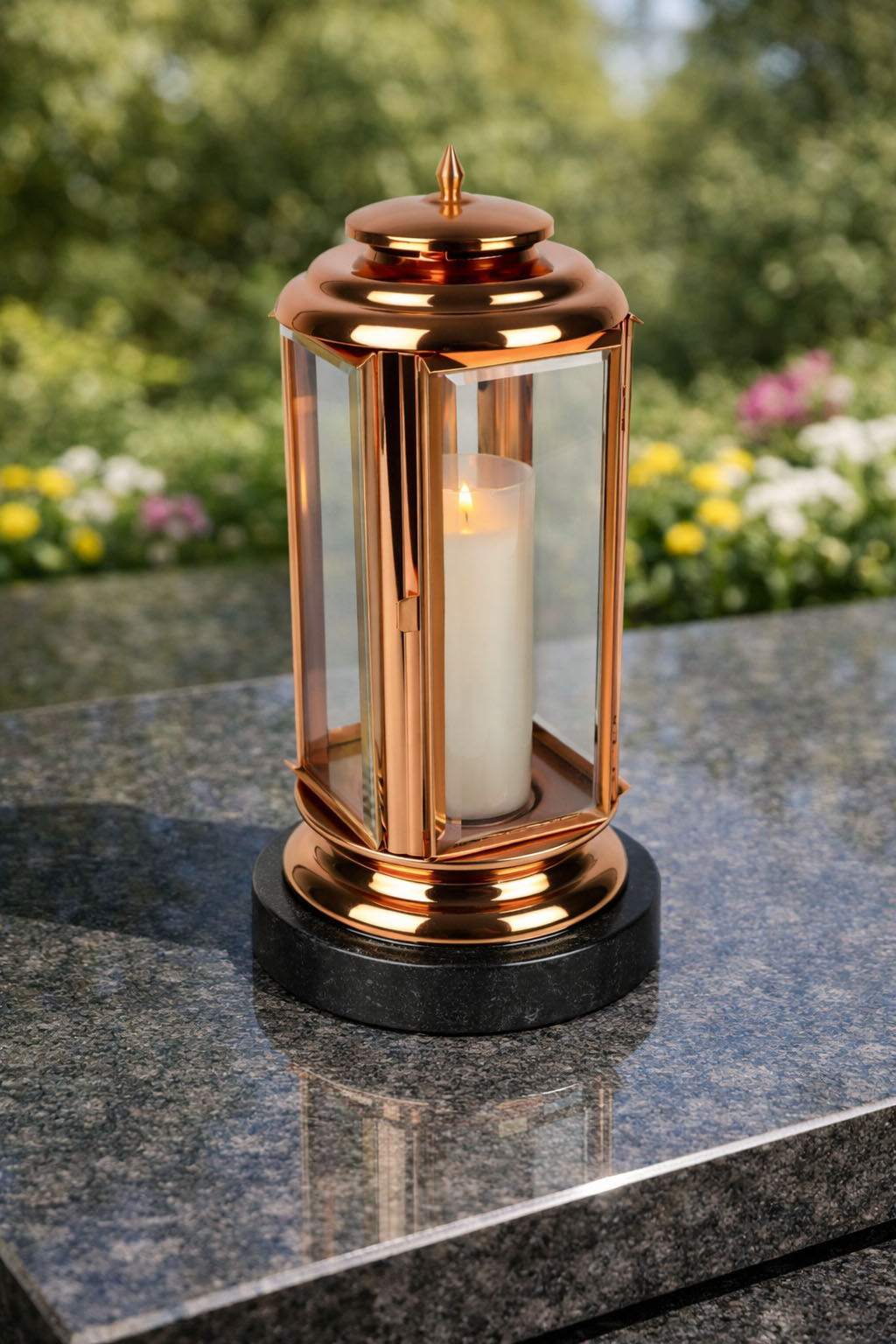 Lampion nagrobny ze stali nierdzewnej LS008 miedź - obrazek 2